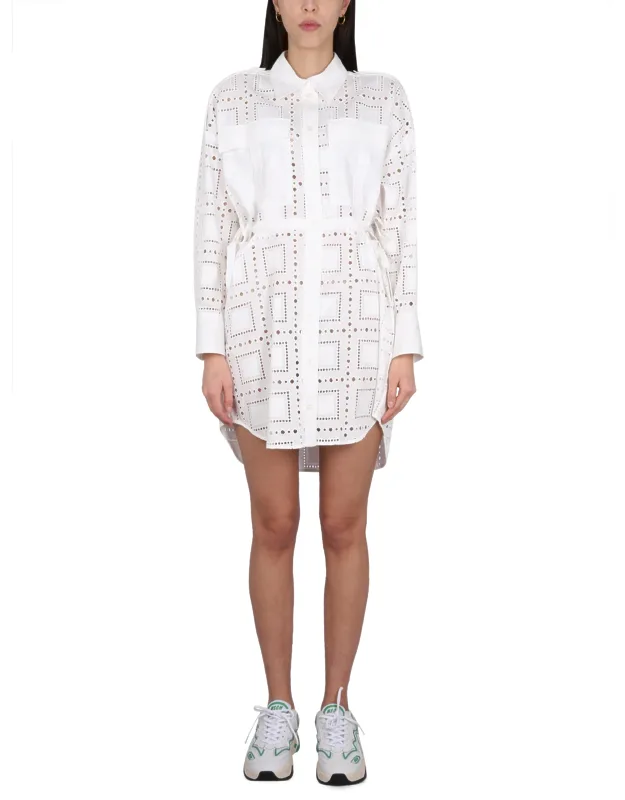 _msgm Chemisier Dress Front Button Closure Classic Collar_