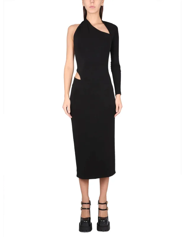 Jersey Dress With Asymmetrical Neckline And Cut Out Details