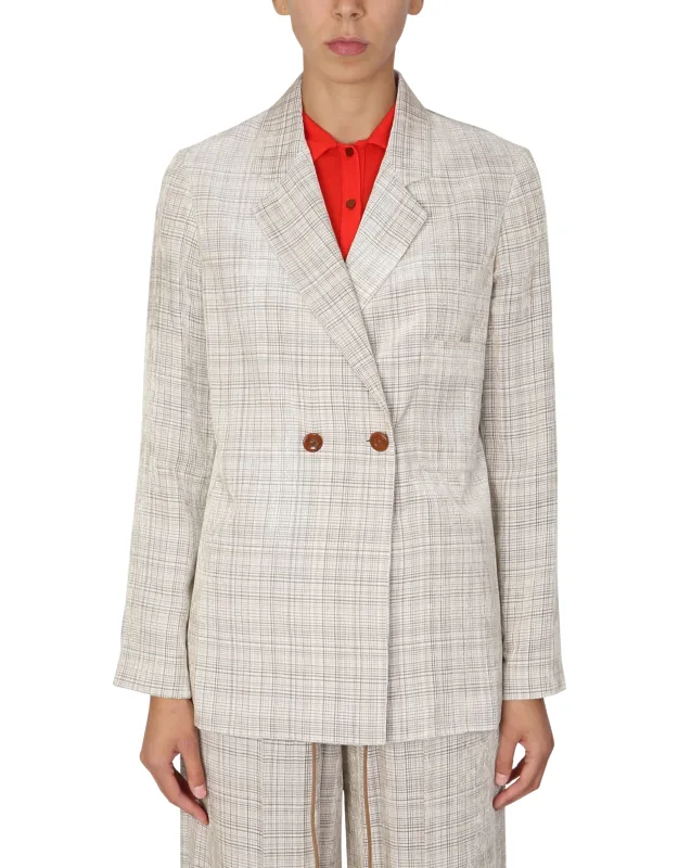 Double-breasted Blazer With Notched Lapels And Back Slit