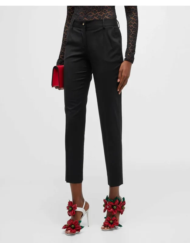 Fitted Trouser Pants - Mid-rise, Ankle Length