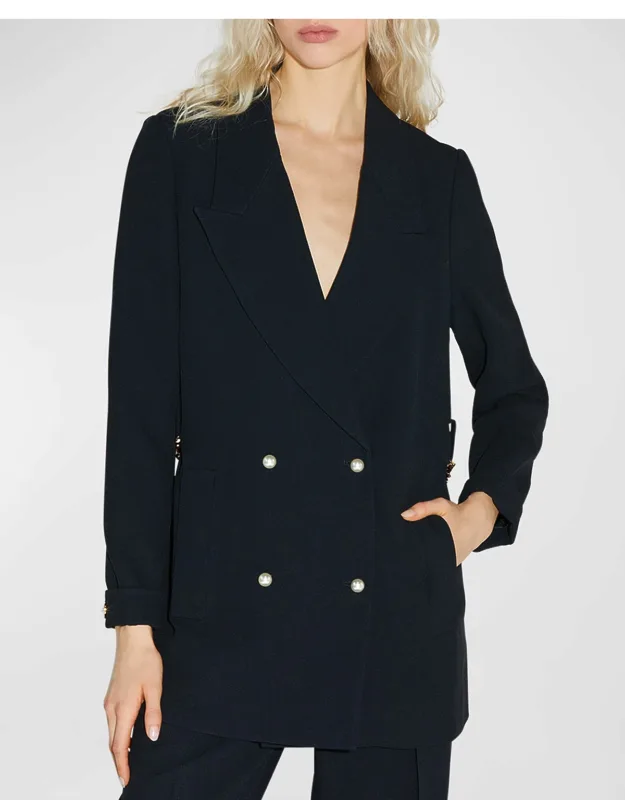 Chain-embellished Double-breasted Blazer