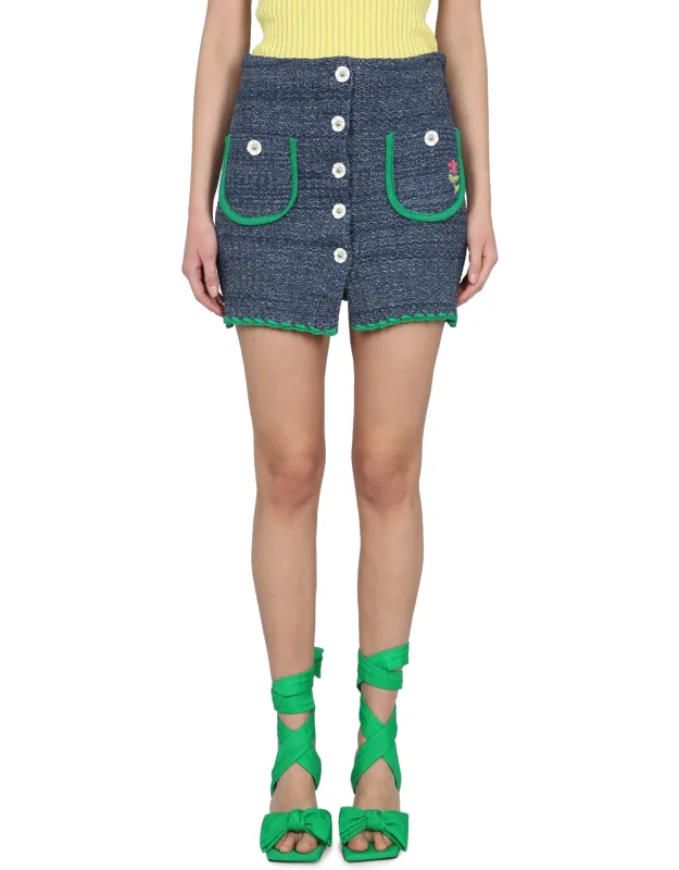 Cormio Clear Skirt With Front Button Closure And Two Patch Pockets