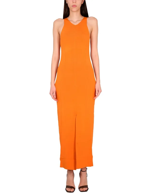 Elia Dress With Round Split Frontal Slit, Slim Fit