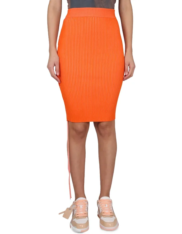 _off-white Cut-out Skirt With Elastic Waistband And Side Ties_