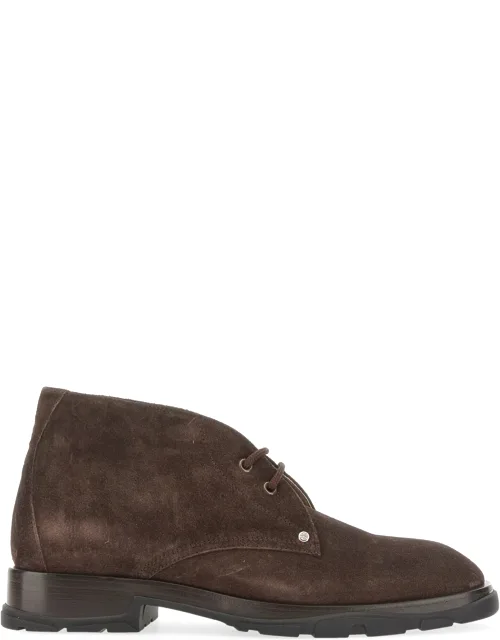 Suede Boot With 3 Cm Heel And Tubular Lace Up Closure