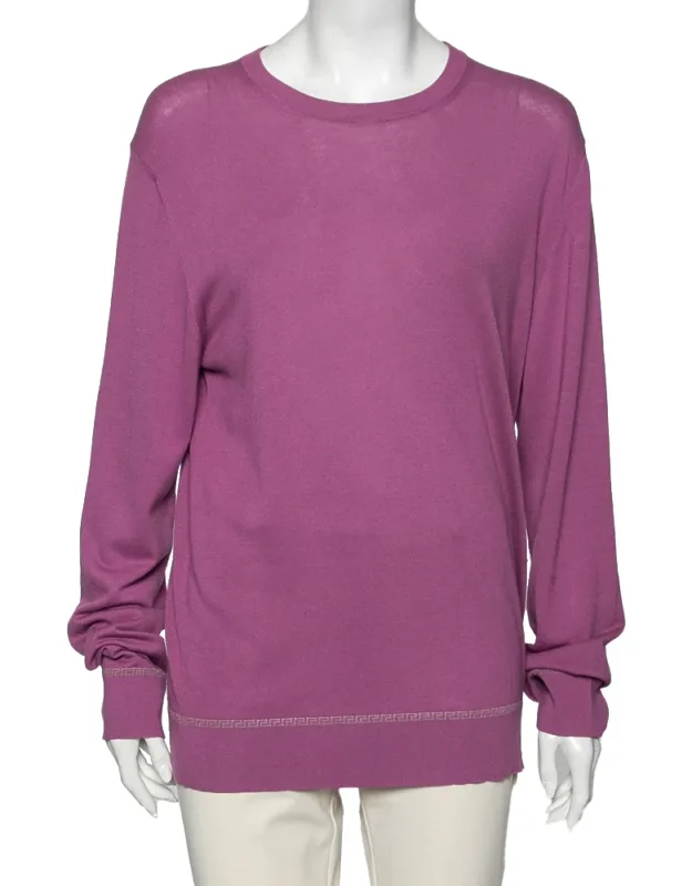 Knit Greca Detailed Long Sleeve Sweater