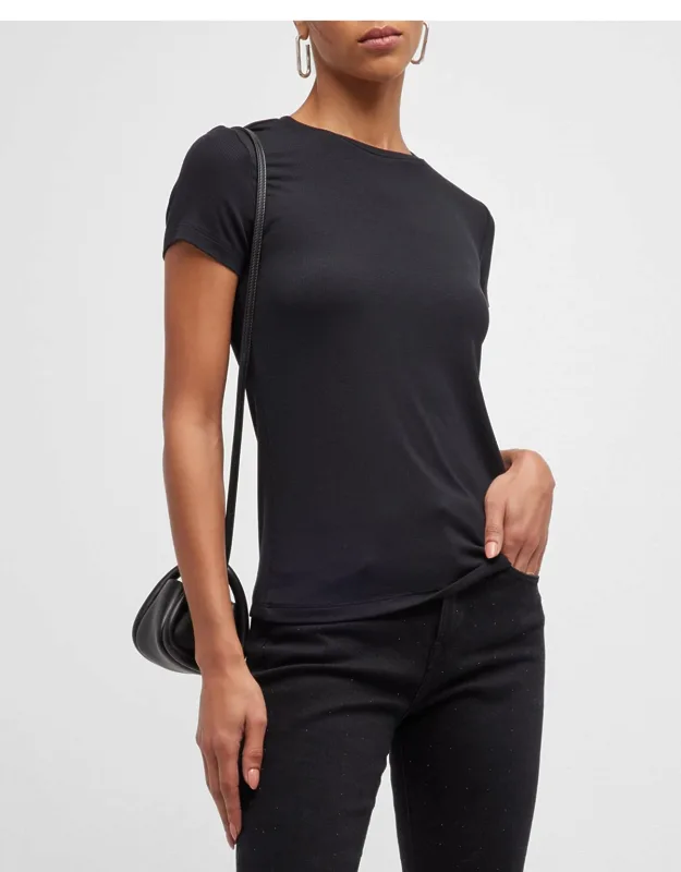 Ressi Ribbed Short-sleeve Tee Pullover Style