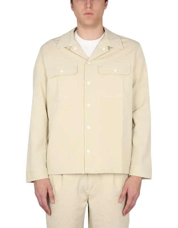Howlin Cotton Shirt With Bowling Neck And Button Closure