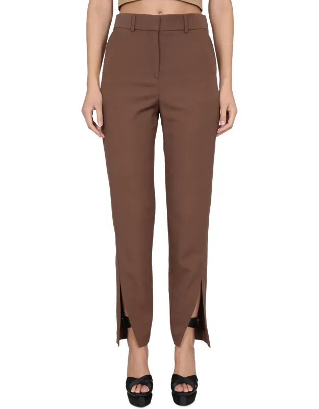 Balmain Wool Pants Zipper Button Closure Two Side Pockets Bottom Slit Slim Fit 100% Wool Made In France