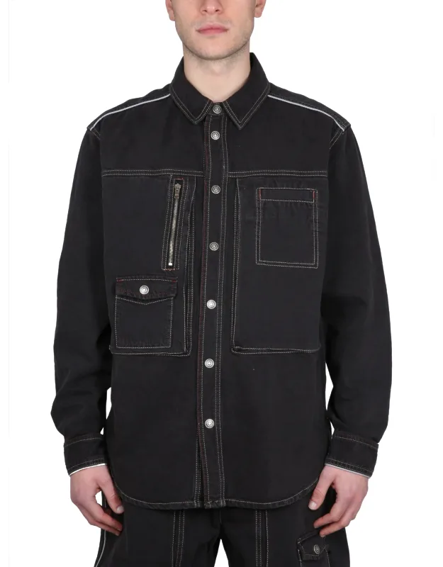 Marant Pascuale Denim Jacket Classic Collar, Snap Button Closure