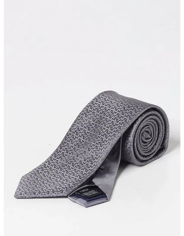 Tie In Silk With Jacquard Monogram