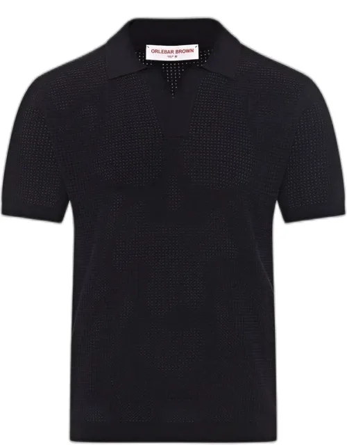 Classic Fit Open Mesh Stitch Polo Shirt