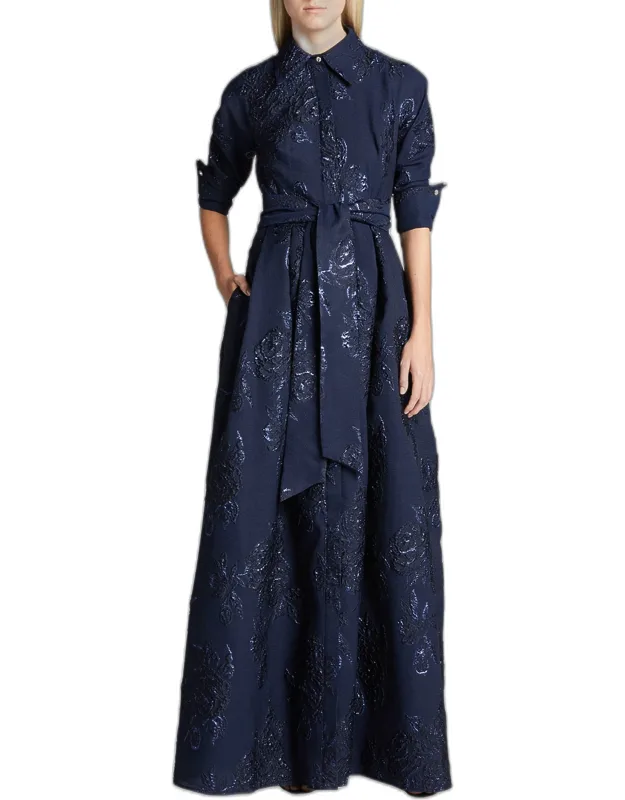 Belted Jacquard Shirtdress