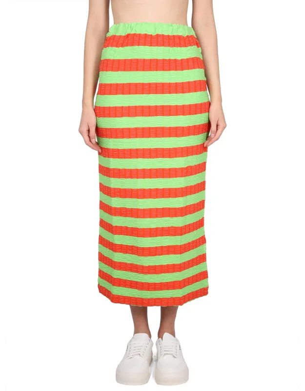 Striped Skirt With Elastic Waistband