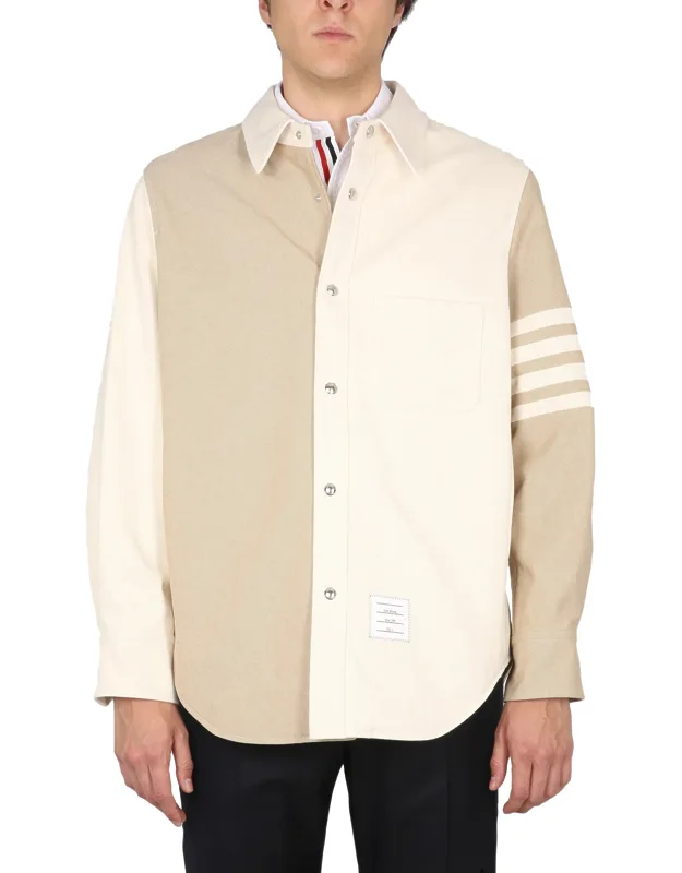 _thom Browne Denim Jacket With Classic Collar And 4bar Stripe Detail_