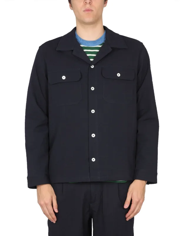 Howlin Cotton Shirt With Bowling Neck And Button Closure