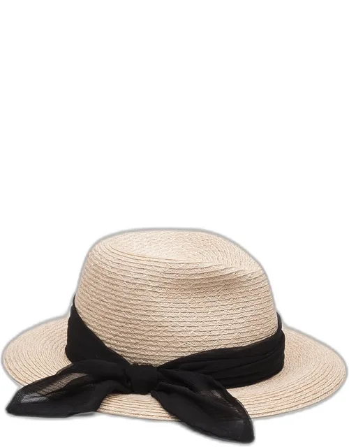 Woven Fedora Hat With Scarf Band
