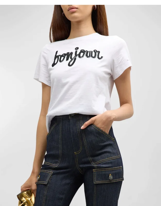 Fringe Embroidered Shrunken T-shirt