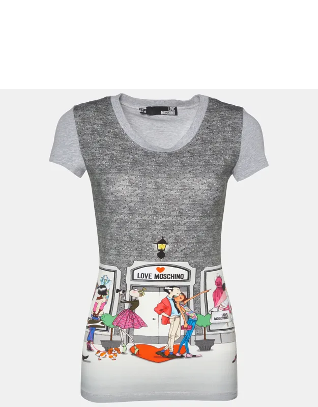 Printed Cotton Knit Round Neck T-shirt