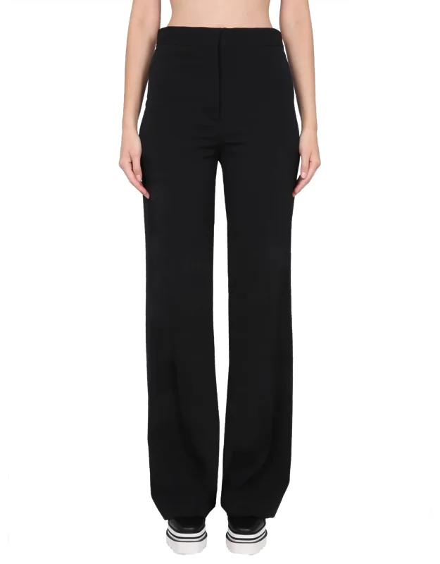 Pants With Zipper And Hook Closure And High Waist