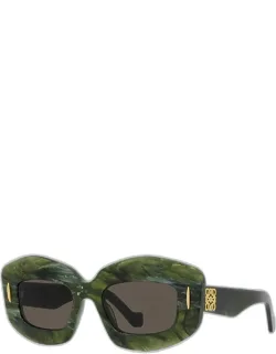 Emerald Green Acetate Rectangle Sunglasses