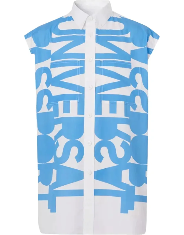 Sleeveless Shirt With Button Down Collar And Two Front Pockets