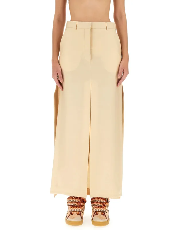 Tailored Skirt With Concealed Closure And Central Slit