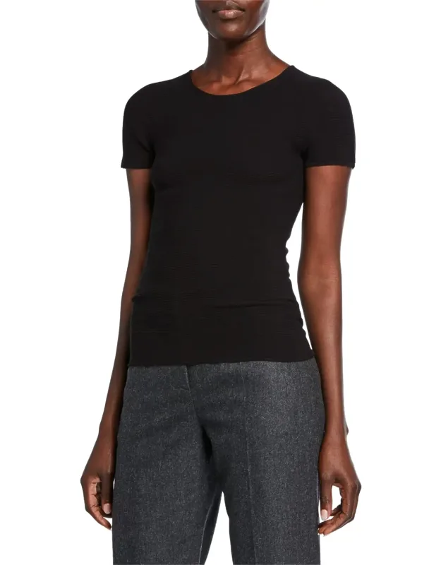 Scoop-neck Short-sleeve Tee Fitted Pullover Style