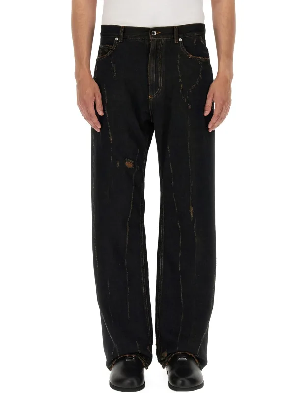 _dolce & Gabbana Denim Pants Button Closure Five Pockets 100% Cotton Made In Italy_
