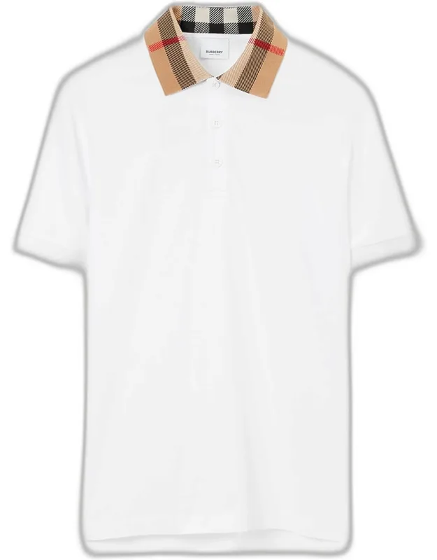 Pique Polo Shirt With Check Collar