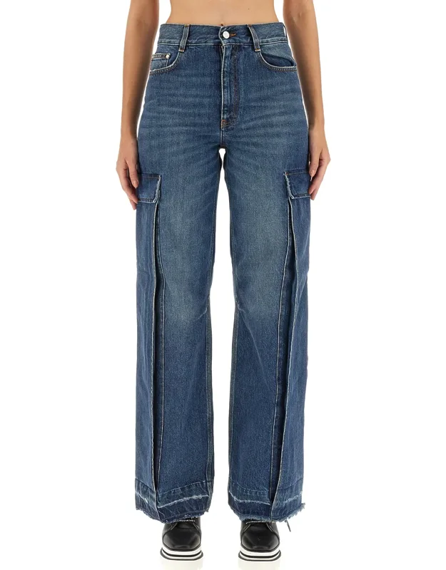 Stella Mccartney Cargo Pants With Button Closure And Belt Loops