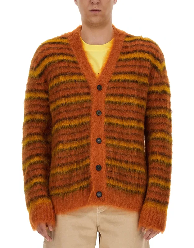 V-neck Cardigan Front Button Closure Relaxed Fit