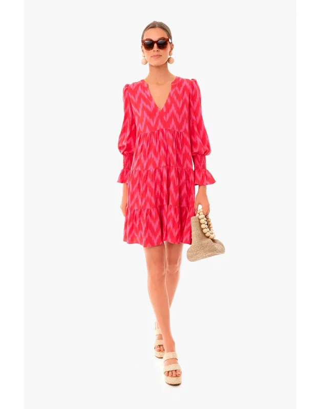 Ikat Kenzo Dres With Flutter Cuffs And V-neckline