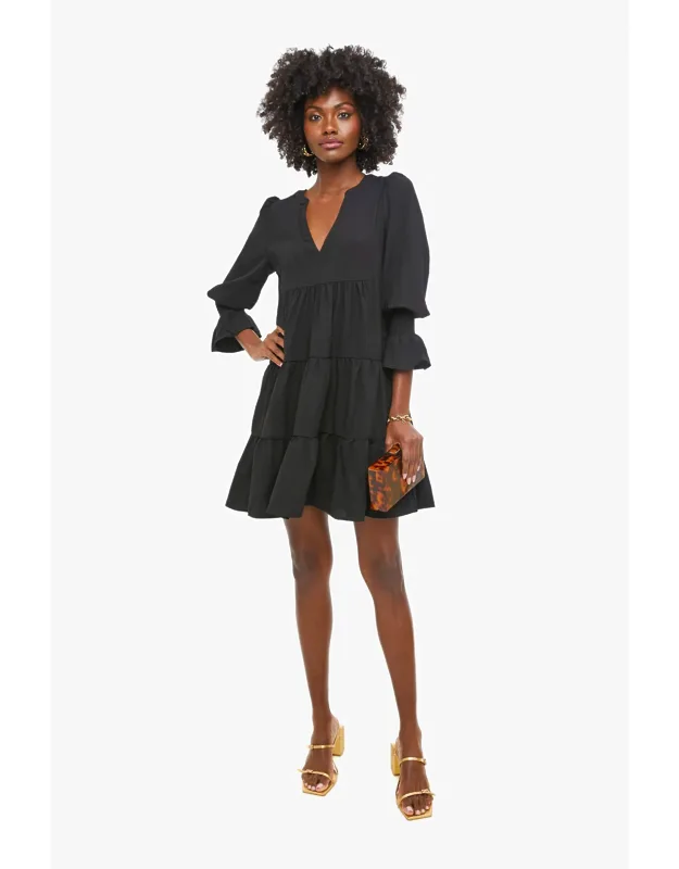 Black Crepe Kenzo Dress With Long Sleeves And Ruffle Cuffs