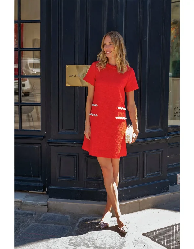 Jackie Dres With Braided Detailing And Pearl Accents