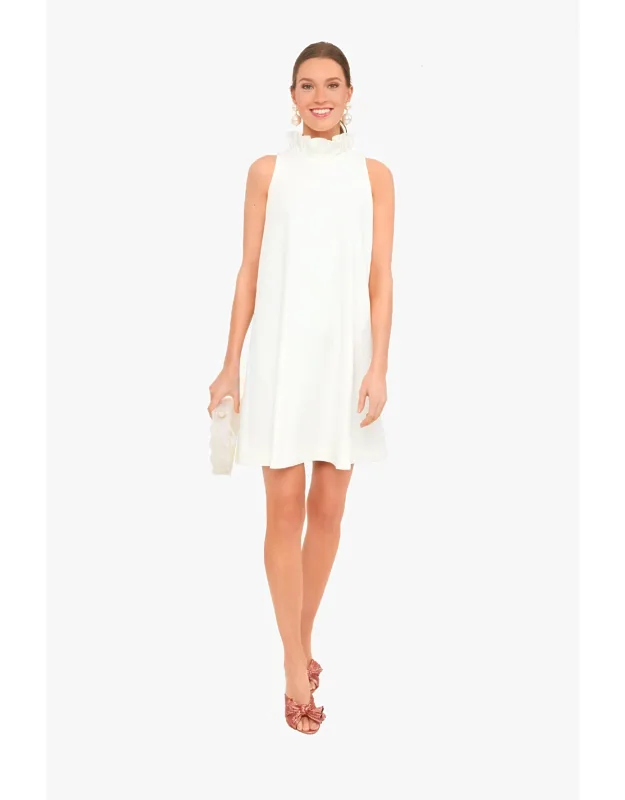 Blythe Dres With Ruffle Stand Collar And Sleeveless Design