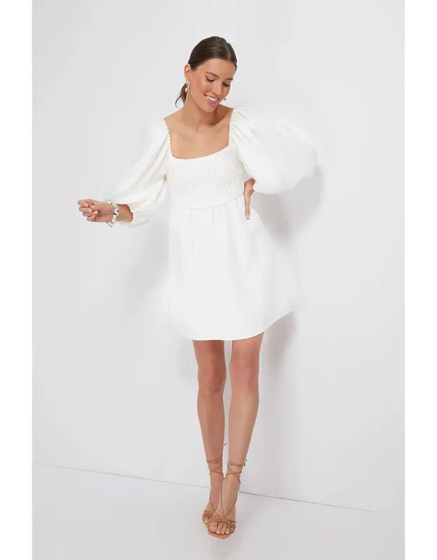 Annie Smocked Dress With Square Neckline And Puff Sleeves