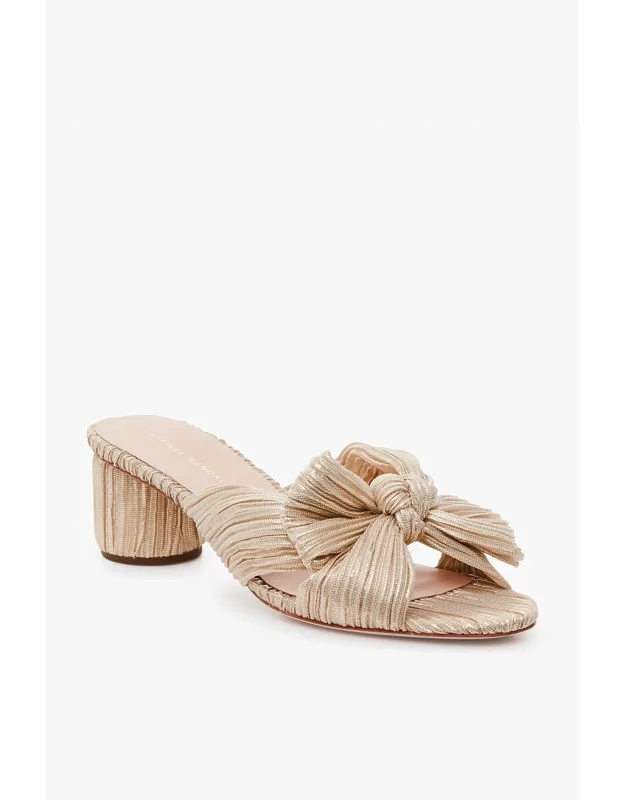 Exclusive Platinum Pleated Knot Mules