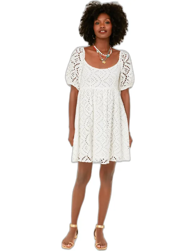 Abigail Dress With Puff Sleeves And Smocked Back