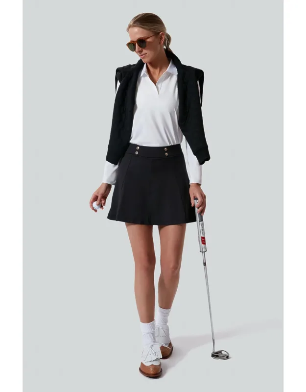 Black 15 Inch Renee Golf Skirt A-line Shape, Lay-flat Waistband