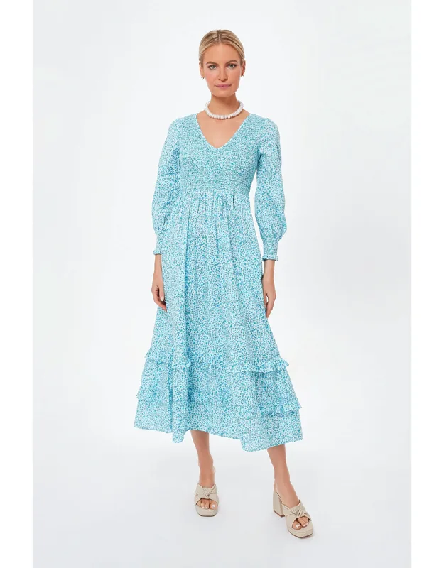 Exclusive Ocean Ditsy V Neck Dress