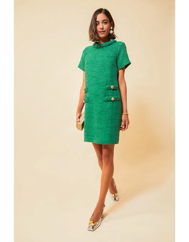 Emerald Green Tweed Dress