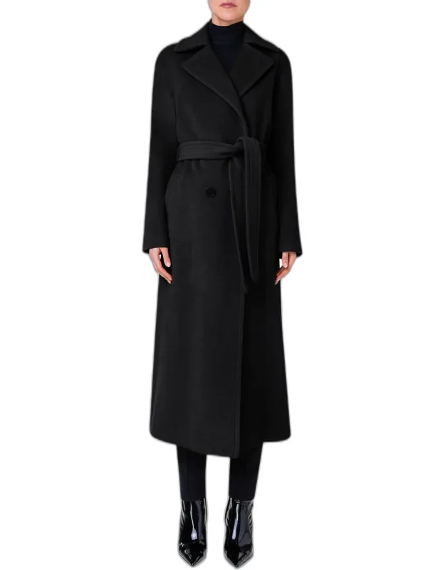Long Double-breasted Belted Wool-cashmere Coat
