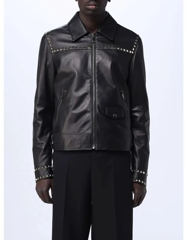 Leather Jacket With Metal Studs