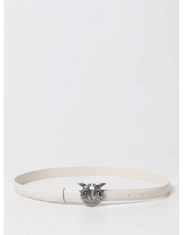 Leather Belt With Love Birds Buckle And Rhinestones