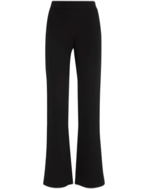 Black Cady Straight-leg Pants Mid-rise; Sits High On Hip, Full Length, Semi-fitted, Silk, Dry Clean, Made In Italy