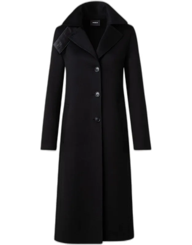Leather Collar Coat Double Face Blazer Coat