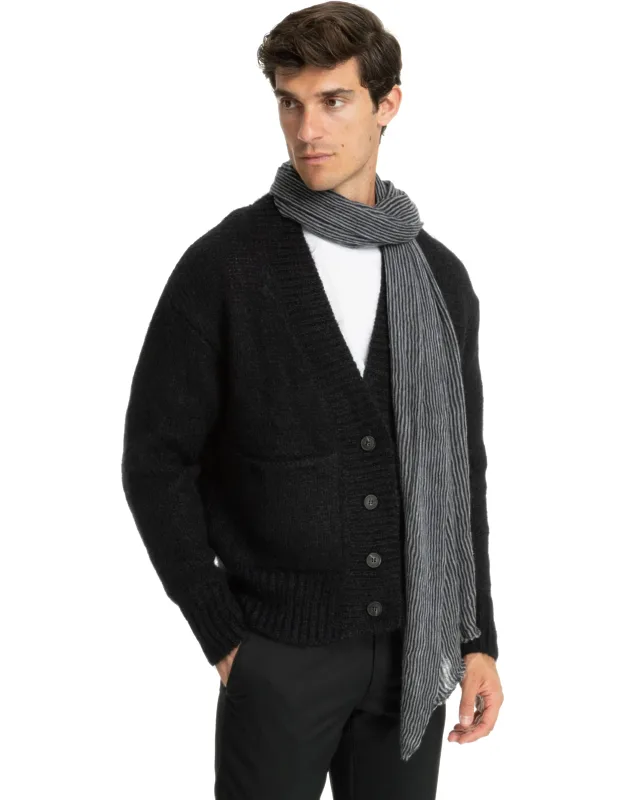 Cashmere Scarf With Made In Italy And Stripes