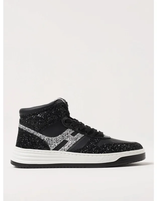 Basket Sneakers In Leather And Glitter