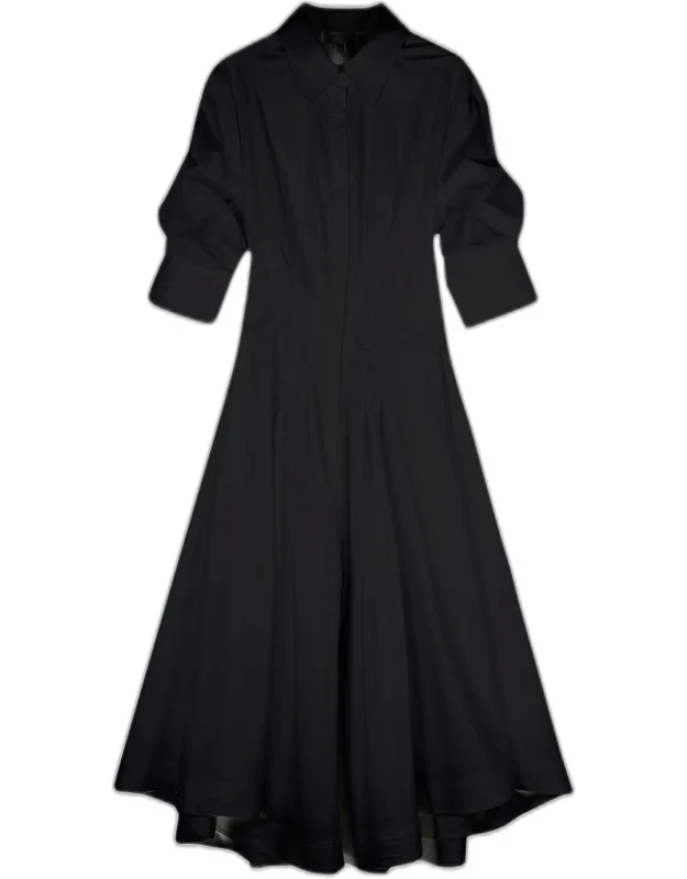 Jazz Core Cotton Poplin Pintuck Midi Dress